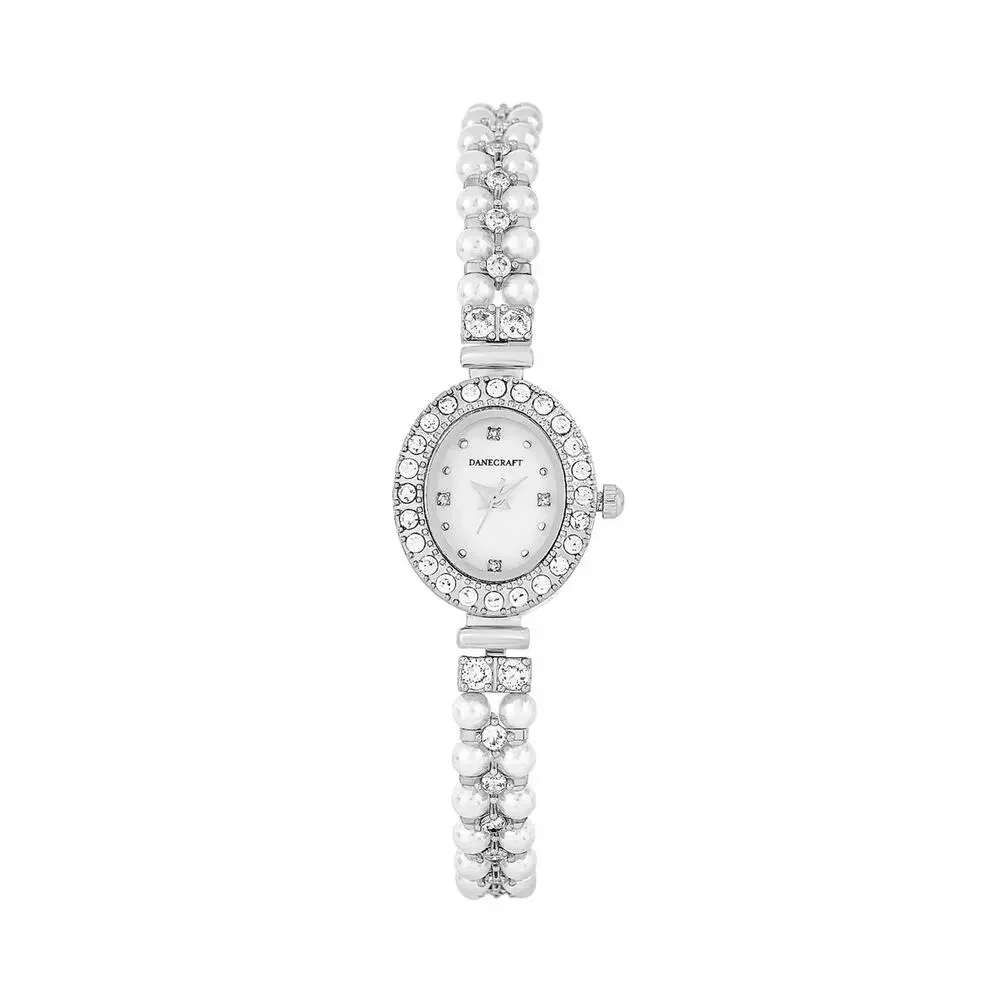 Danecraft Women’s Silver-Plated Oval Watch Quartz | NWT